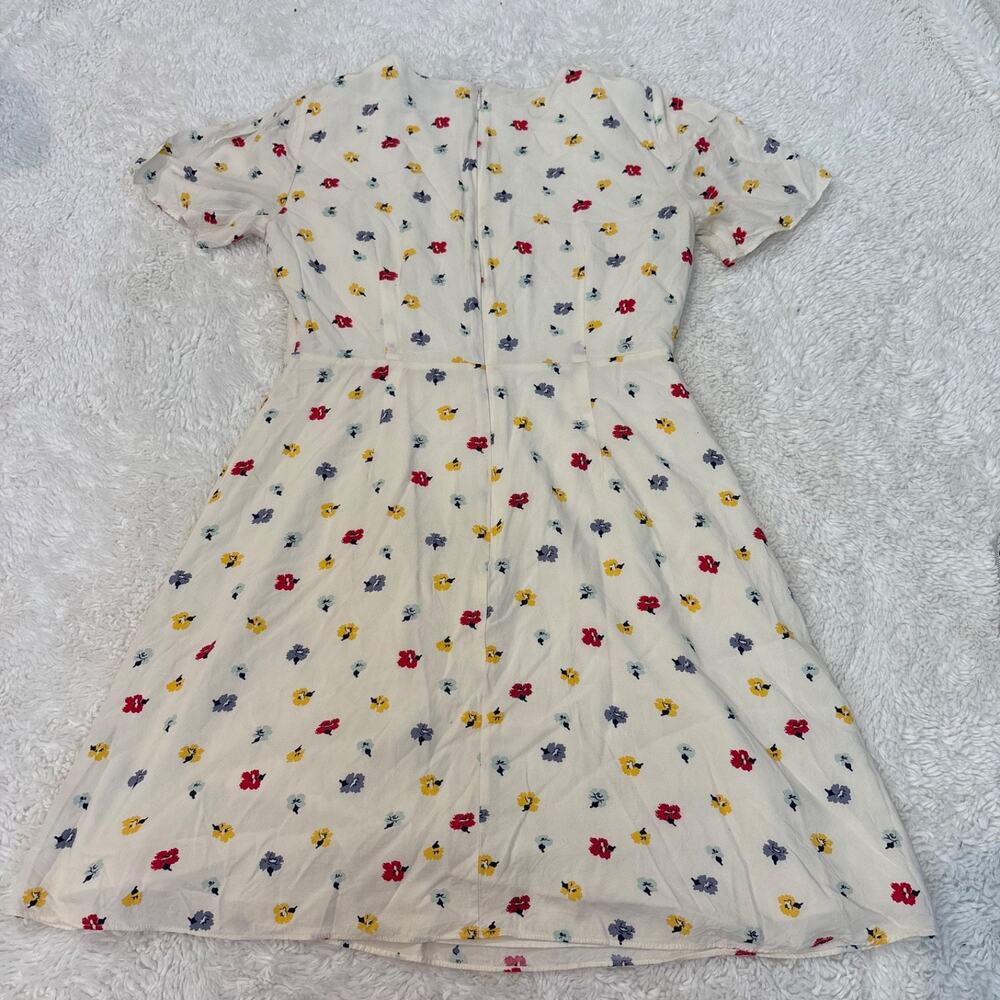 Madewell Womens Ivory Floral V-Neck Flutter Sleeve Dress Preppy Costal Cottage 2 - Picture 2 of 6